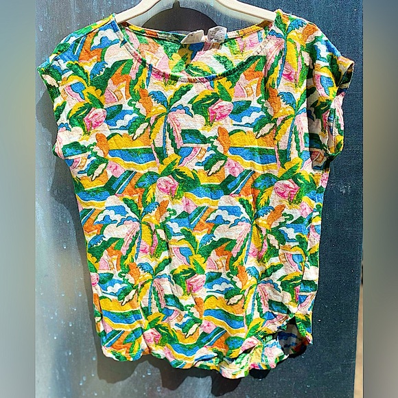 C&C California Tops - C&C California Colorful Linen Top with Tropical Hues. Small